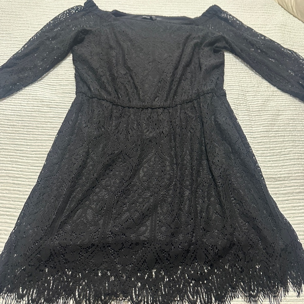 White House Black Market Black lace off the shoulder Dress
